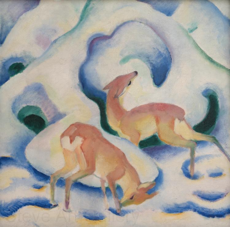 Franz Marc Deer in the Snow (mk34) Norge oil painting art